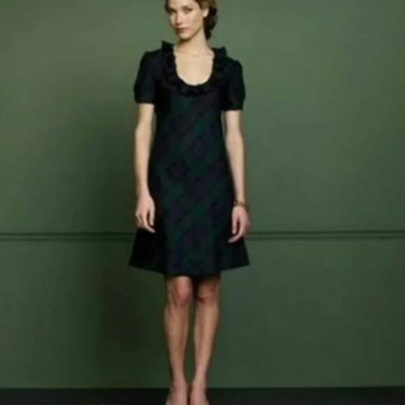 J. Crew Factory Dresses & Skirts - J. Crew Wool Blend Ruffle Neck Tartan Plaid Dress - Size 6